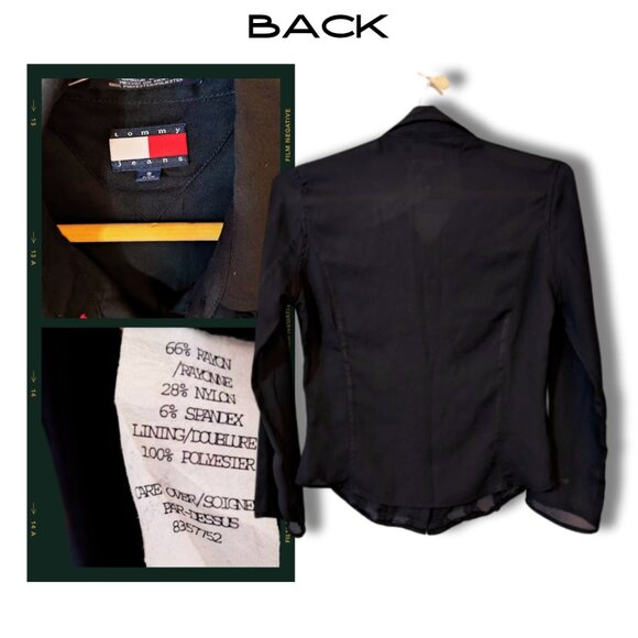 🖤 Tommy Jeans Sheer Ruffled Button-Down Blouse - Black (Size Small) - Picture 2 of 2